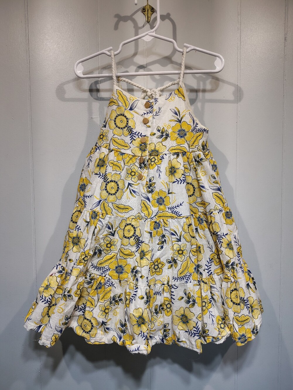 Haute Hippie Floral Sundress 4T Yellow Flowers Cotton Layered